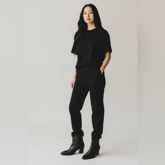 Mango Black Leather Western Ankle Boots Size 9.5 - Picture 3 of 16